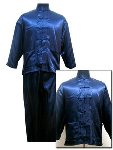 Black New  Men's Silk  Uniform Chinese Tai Chi Suit  Kung Fu Costume Shirt+Trousers Sets S M L XL XXL M3012