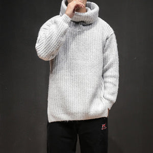 Fashion loose Knitted sweaters male winter sweater knit turtleneck pullovers Lapel solid Coarse wool sweater men plus size M-5XL