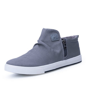 New Men's Non-Leather Casual Shoes Fashion Sneakers High-top Canvas Shoes Man Plush Warm Booties Student Best Sellers Quality