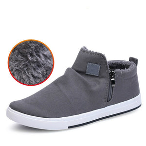 New Men's Non-Leather Casual Shoes Fashion Sneakers High-top Canvas Shoes Man Plush Warm Booties Student Best Sellers Quality