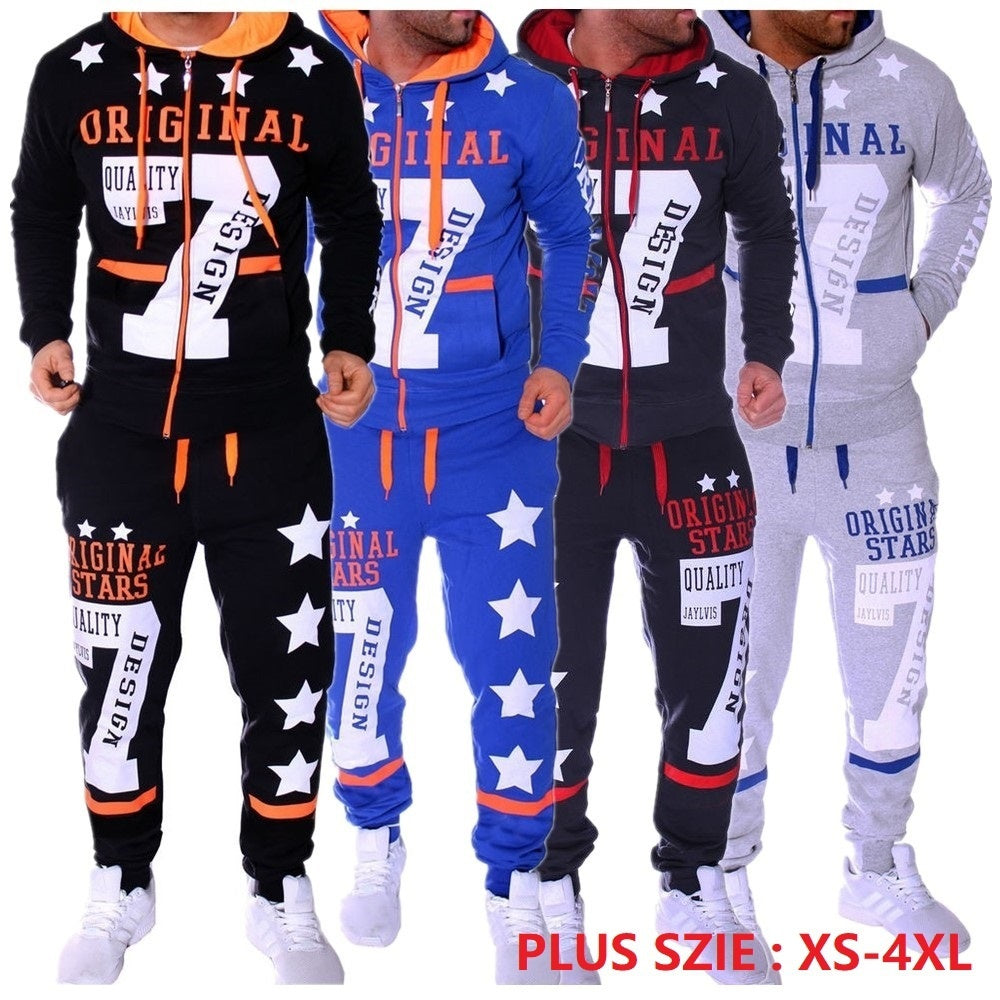 2018 New Men' Fashion 2 Parts Hooded Sweatshirt and Sport Pants Set mens track suit set 2018 2 piece Sportswear jogging set