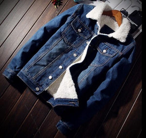 Men Jacket and Coat Trendy Warm Fleece Denim Jacket 2018 Winter Fashion Mens Jean Jacket Outwear Male Cowboy