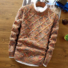 Load image into Gallery viewer, O-Neck Sweater Men 2018 fashion Pullover Sweater Male Slim Fit Knitting Sweaters Mens Colorful Rhombus Lattice Pullover Men