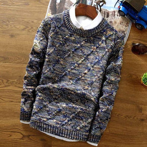 O-Neck Sweater Men 2018 fashion Pullover Sweater Male Slim Fit Knitting Sweaters Mens Colorful Rhombus Lattice Pullover Men