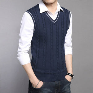 Mens Sweaters Autumn Winter Jacket Men Warm Pullovers Sleeveless O Neck Knitted Vest Femme Elegant Casual Sweater Vests