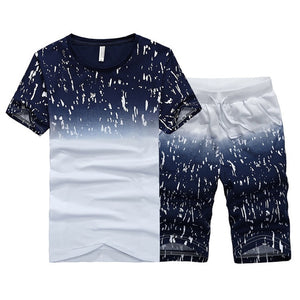 Tracksuit Male 2018 Men Clothing Set Fitness Tracksuit Summer Casual Men Shorts + T shirt Men's Suit 2 Pieces Sets Plus Size 4XL