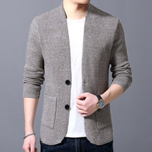 Load image into Gallery viewer, Sweater Cardigan Men's 2019 Spring and Autumn New Single-breasted Slim Wool Knit V-neck Cardigan Jacket High Quality