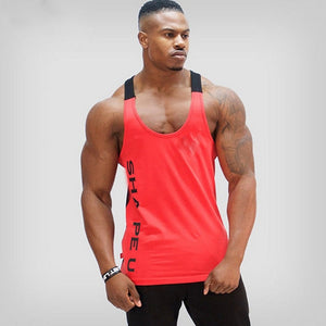 Solid Gym Men Stringer Tank Top Bodybuilding Fitness Singlets Muscle Vest Tee basketball jersey