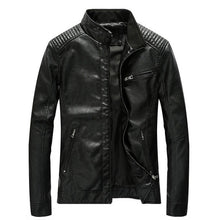Load image into Gallery viewer, New Spring Men&#39;s Leather Jackets Stand Collar Motorcycle Pu Casual Slim Fit Coat Outwear Drop Shipping ABZ174